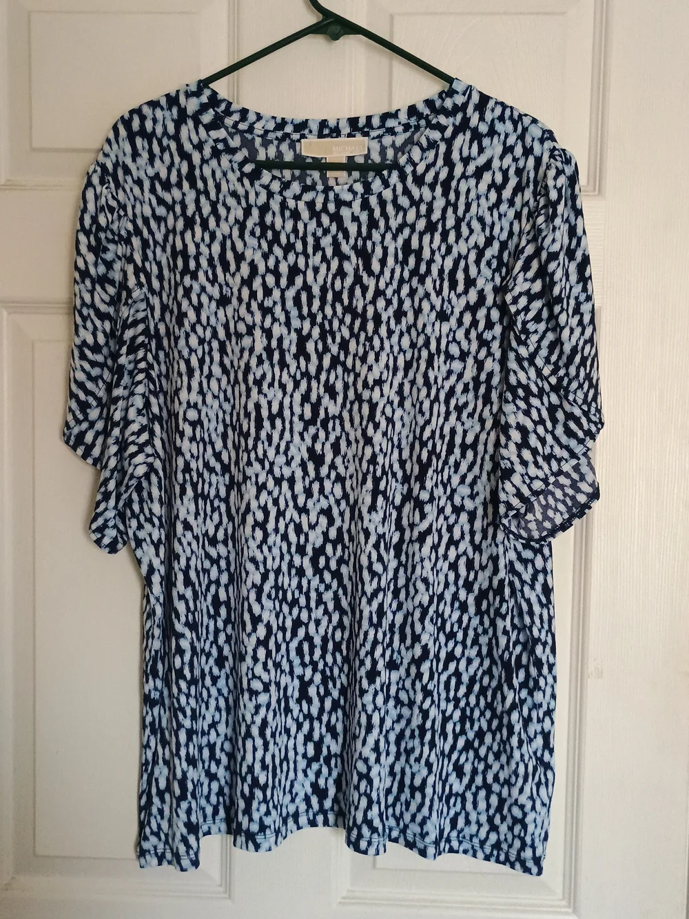 EUC Michael Michael Kors Navy & Light Blue Patterned Short Sleeve Tunic Size 2XL